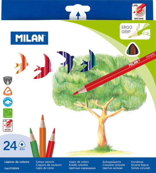 Drvene bojice 24/1 duge trokutaste Milan