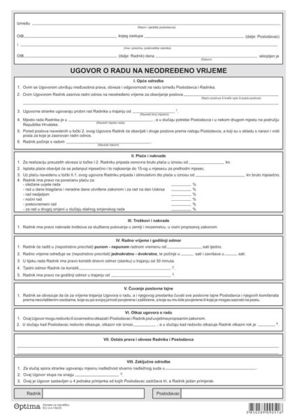 220844-EC Ugovor o radu neodr. EC-V-4-1/ncr EUR OPTIMA P100/1000
