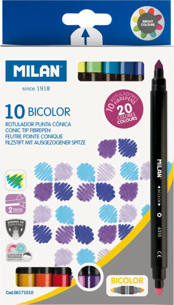 Flomasteri 10/1 dvostruki Milan Bicolor