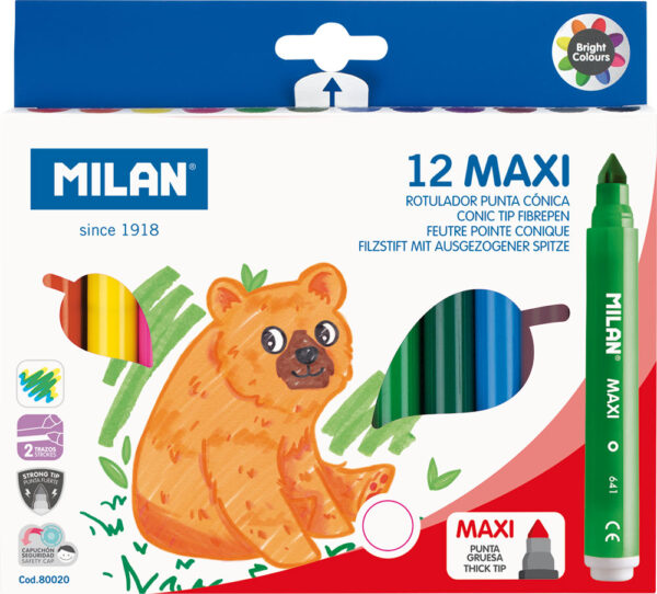 Flomasteri 12/1 perivi maxi (jumbo) Milan