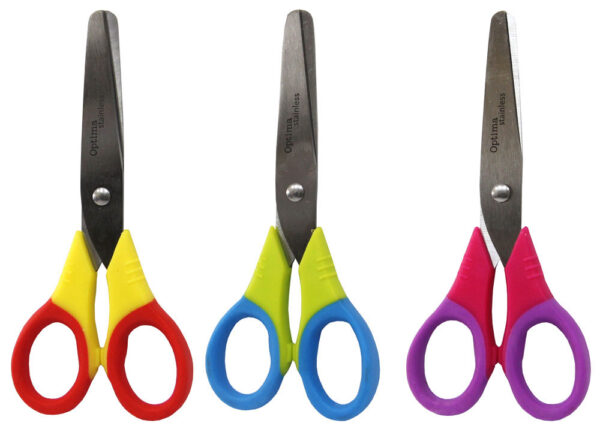 224030-EC Škare OPTIMA školske tupi vrh 13cm Rainbow displej 100121 P24/288
