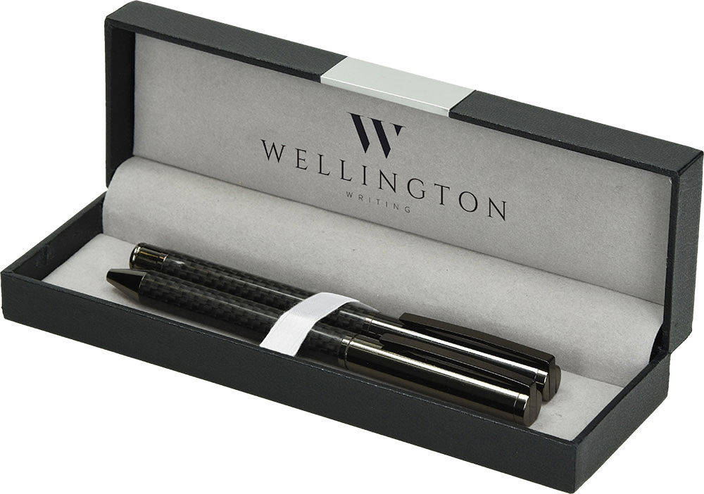 236288-EC Set pisaći Wellington Carbon kemijska ol + roler antracit u poklon kutiji P1/100