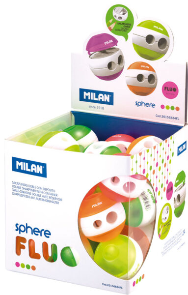 Šiljilo plastično 2 rupe Milan Sphere Fluo