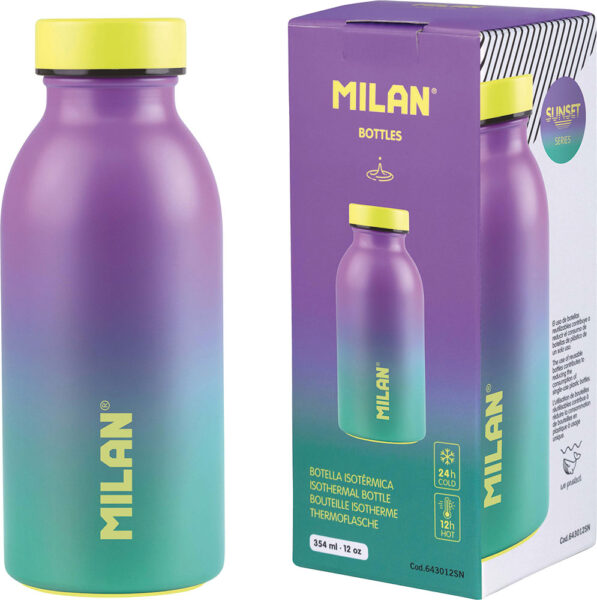 Boca za vodu MILAN Sunset zeleno-lila 354ml, isotermalna, nehrđajući čelik P12