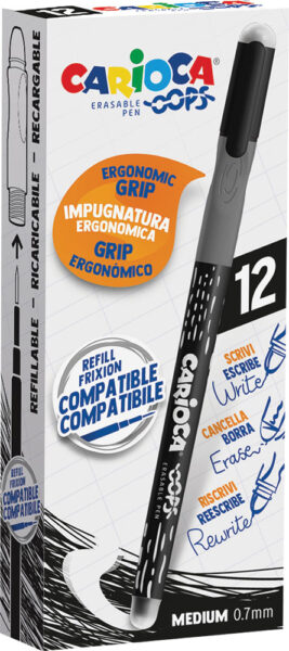 241491-EC Gel pen 0,7 piši-briši CARIOCA Oops crna 43039/01 P12/288