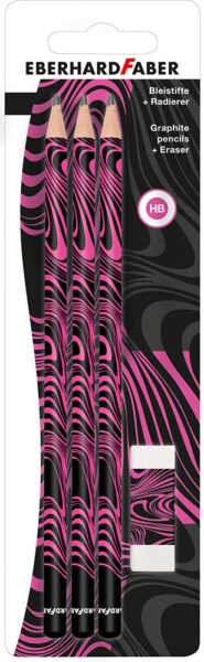 Set grafitna olovka x3 + gumica neon roza Eberhard Faber