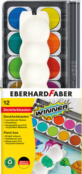 Vodene boje 12/1 + paleta, opaque bijela tempera Eberhard Faber Winner