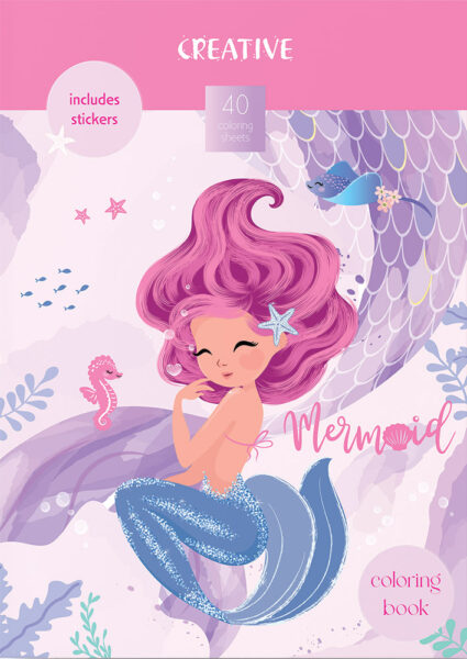 236175-EC Bojanka za djecu Creative FAIRYTALE MERMAID sa naljepn. 21x30cm 75299 P24