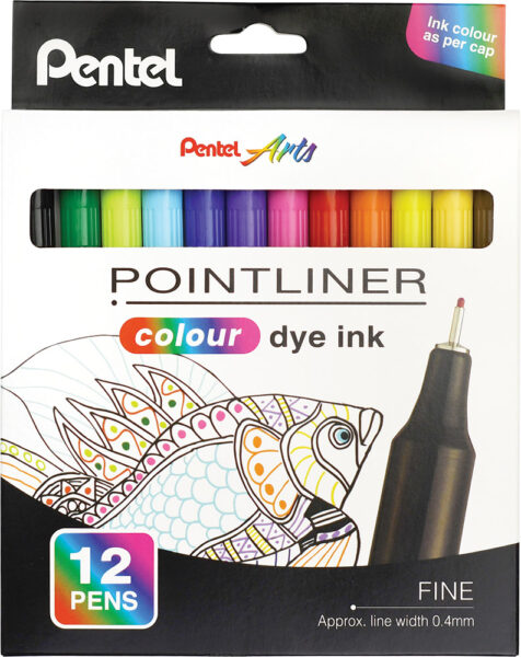 248690-EC Flomaster fineliner PENTEL 0,40 POINTLINER COLOUR S40-12 set 12 boja P12/48